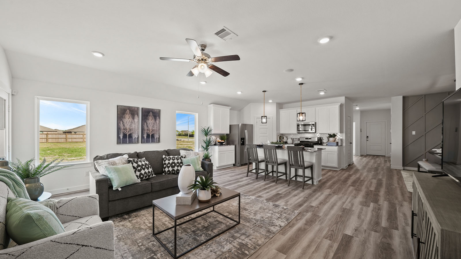 Living room with two large windows