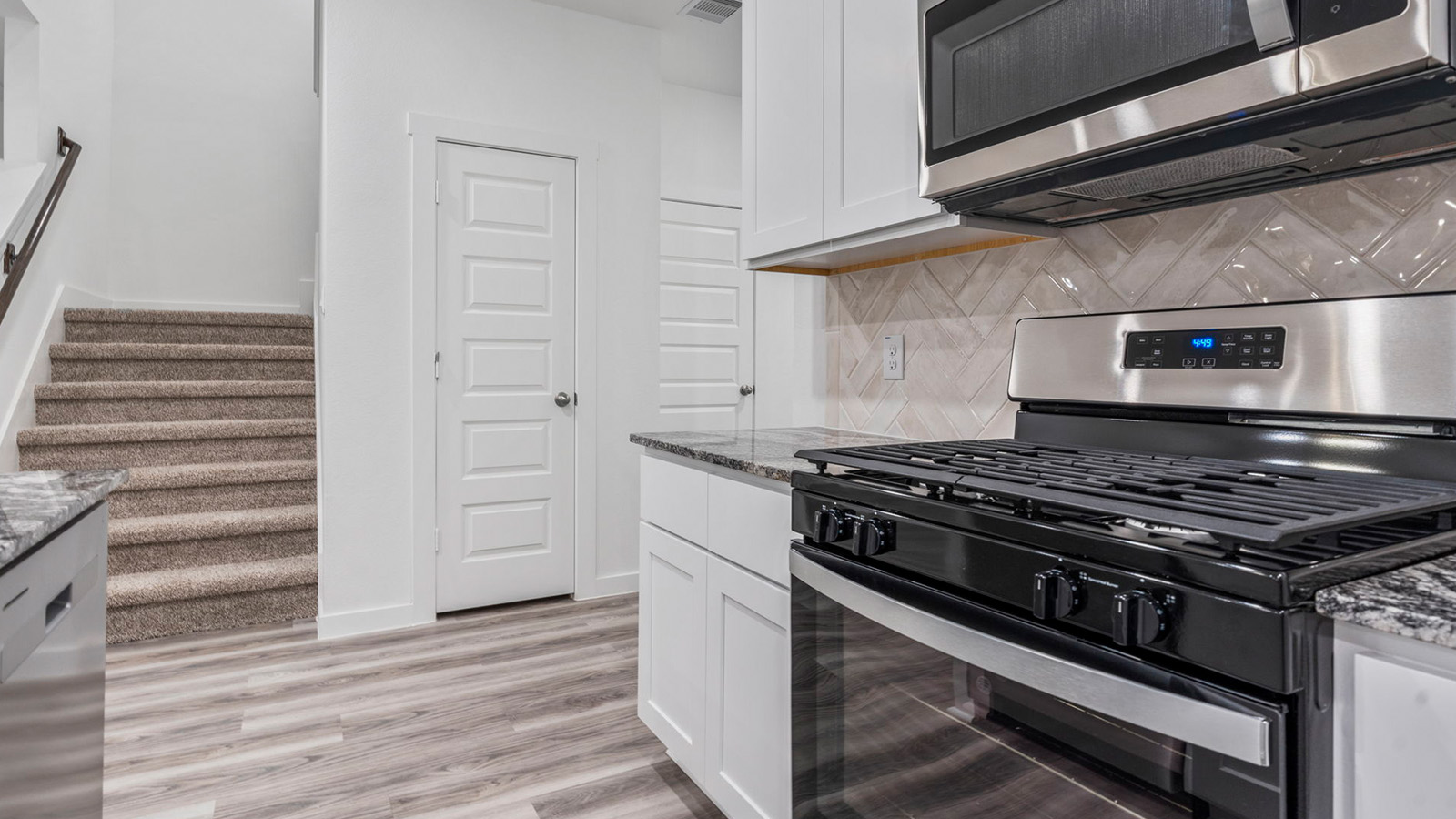 Kitchen with stainless steel appliances
