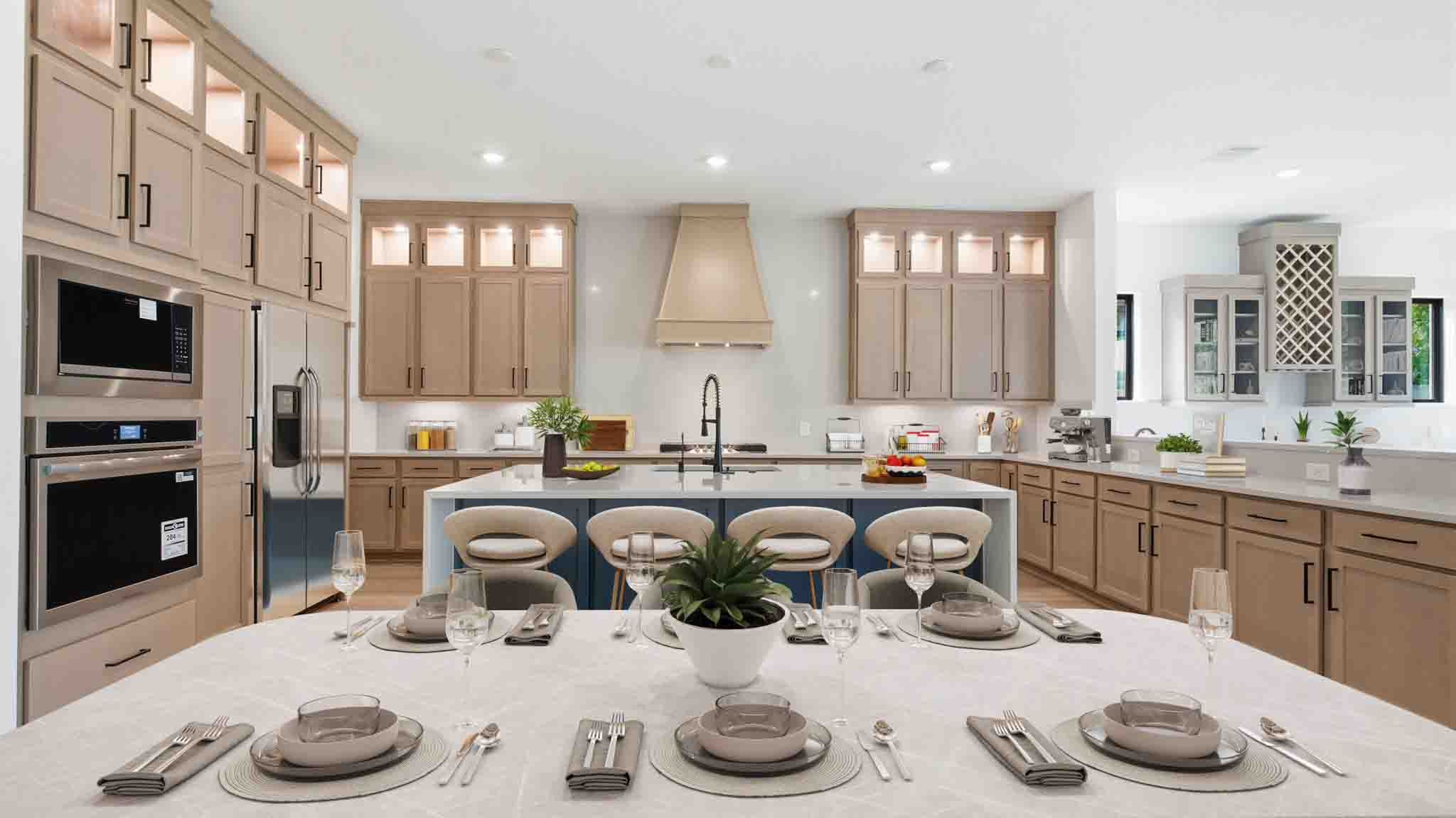 A spacious dining area off the living room large enough to accommodate a table of 8