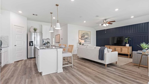 Open concept kitchen and living room area
