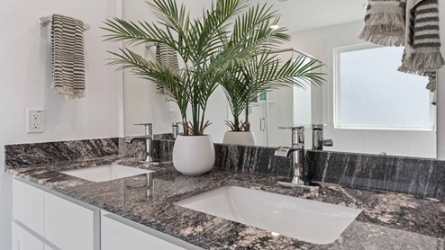 Primary bath with double vanity sinks