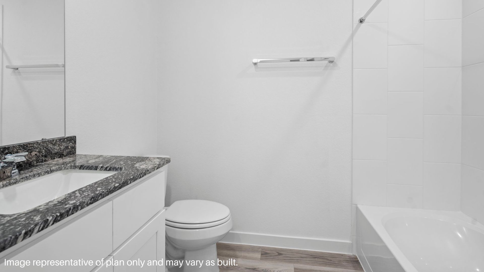 secondary bathroom with one sink and a bathtub and shower combo