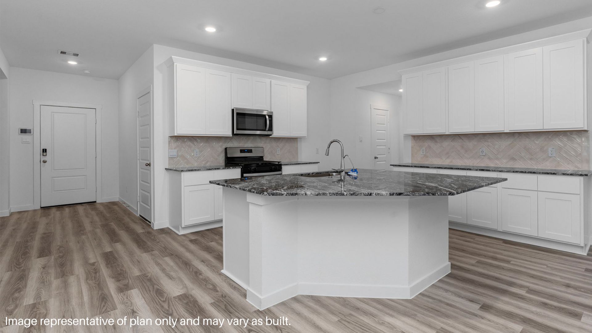 Kitchen with large island.