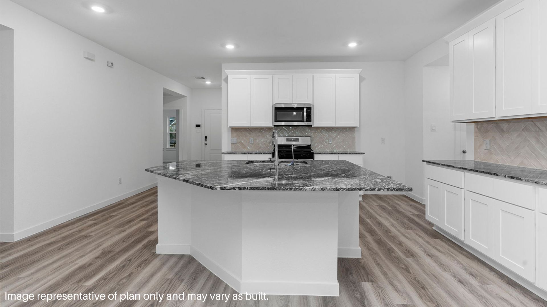 Kitchen with large island.