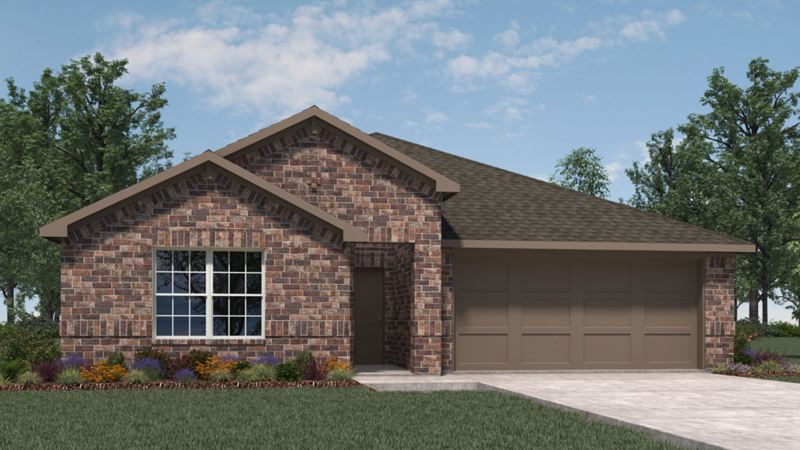 burnet one story brick home elevation p
