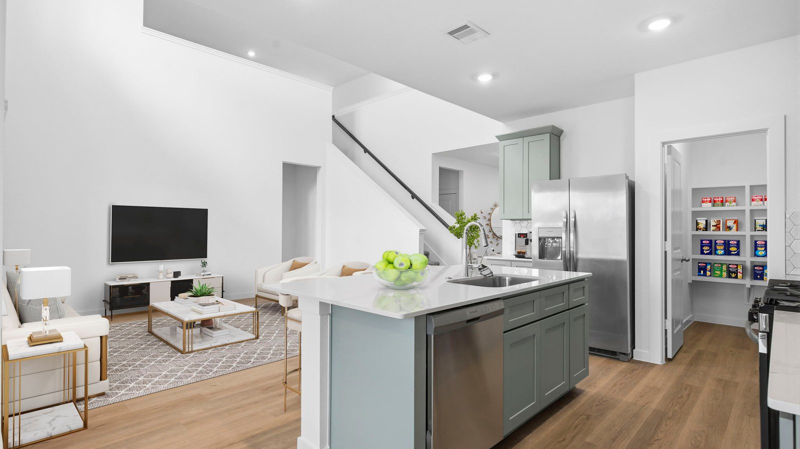 open concept kitchen and dining room