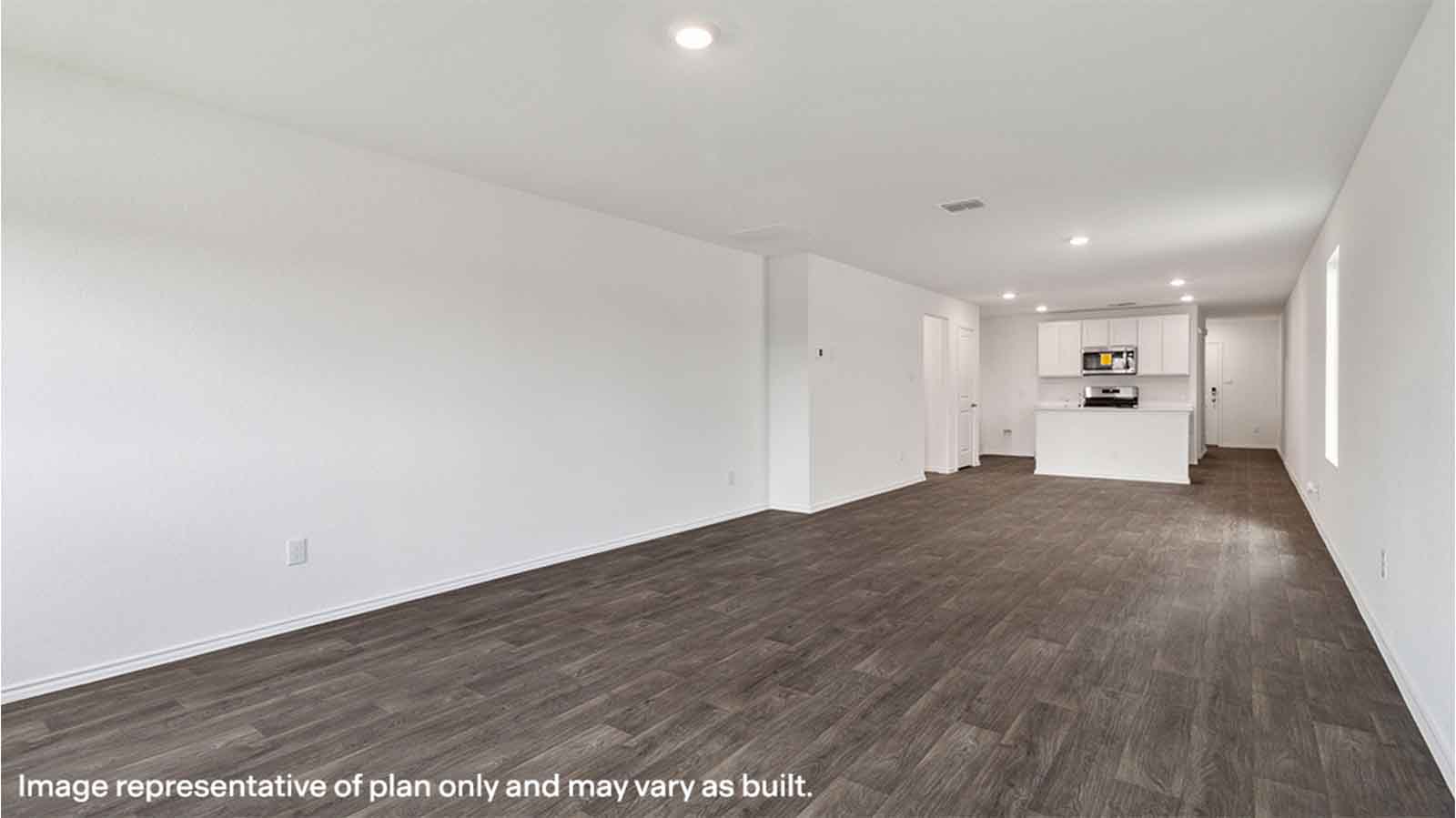 open concept kitchen living room and dining room