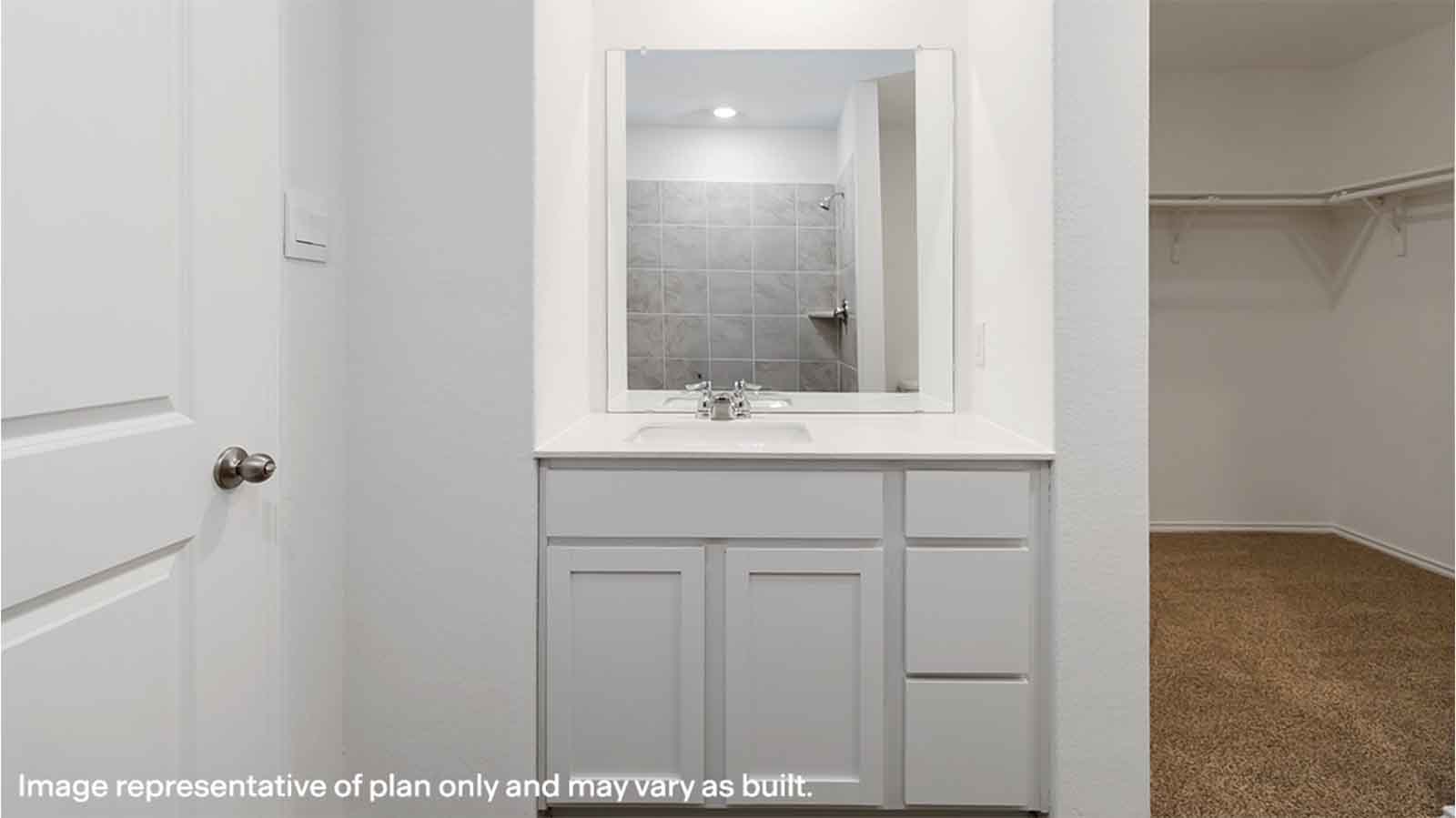 primary bathroom with one sink