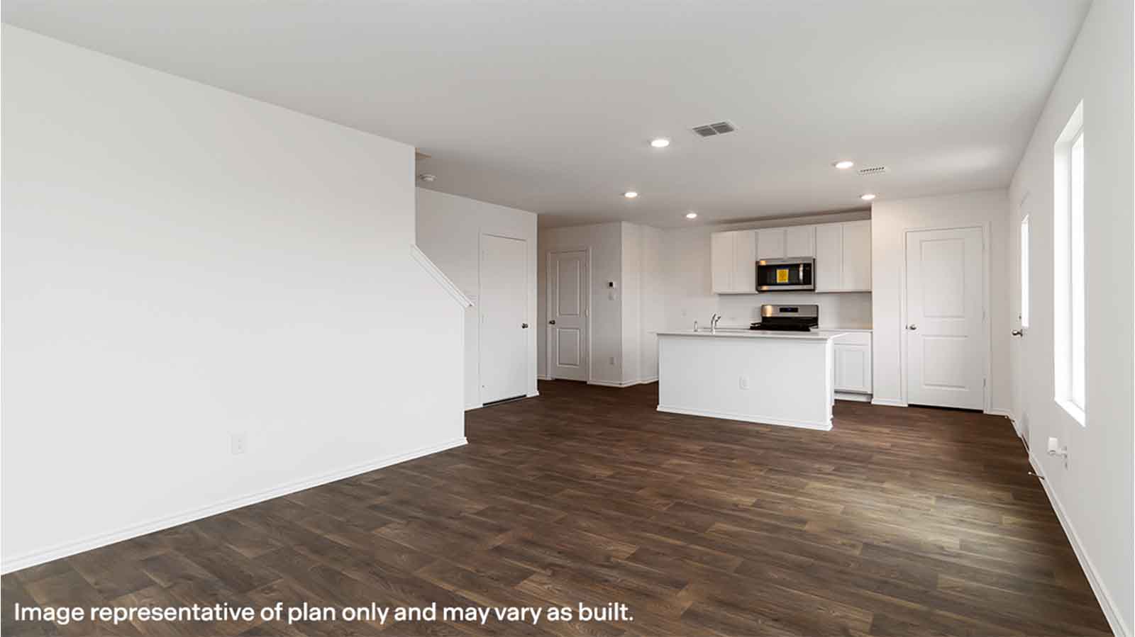 open concept kitchen and living room