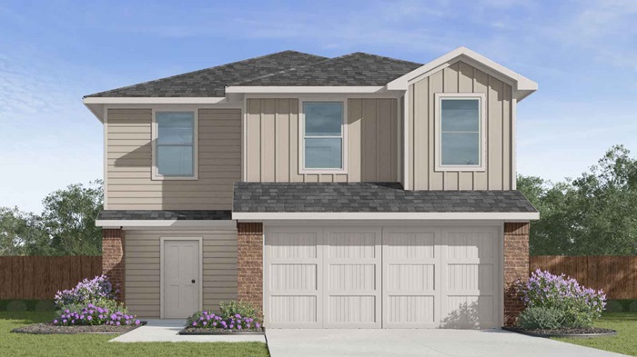 Two story rendering with a two car garage