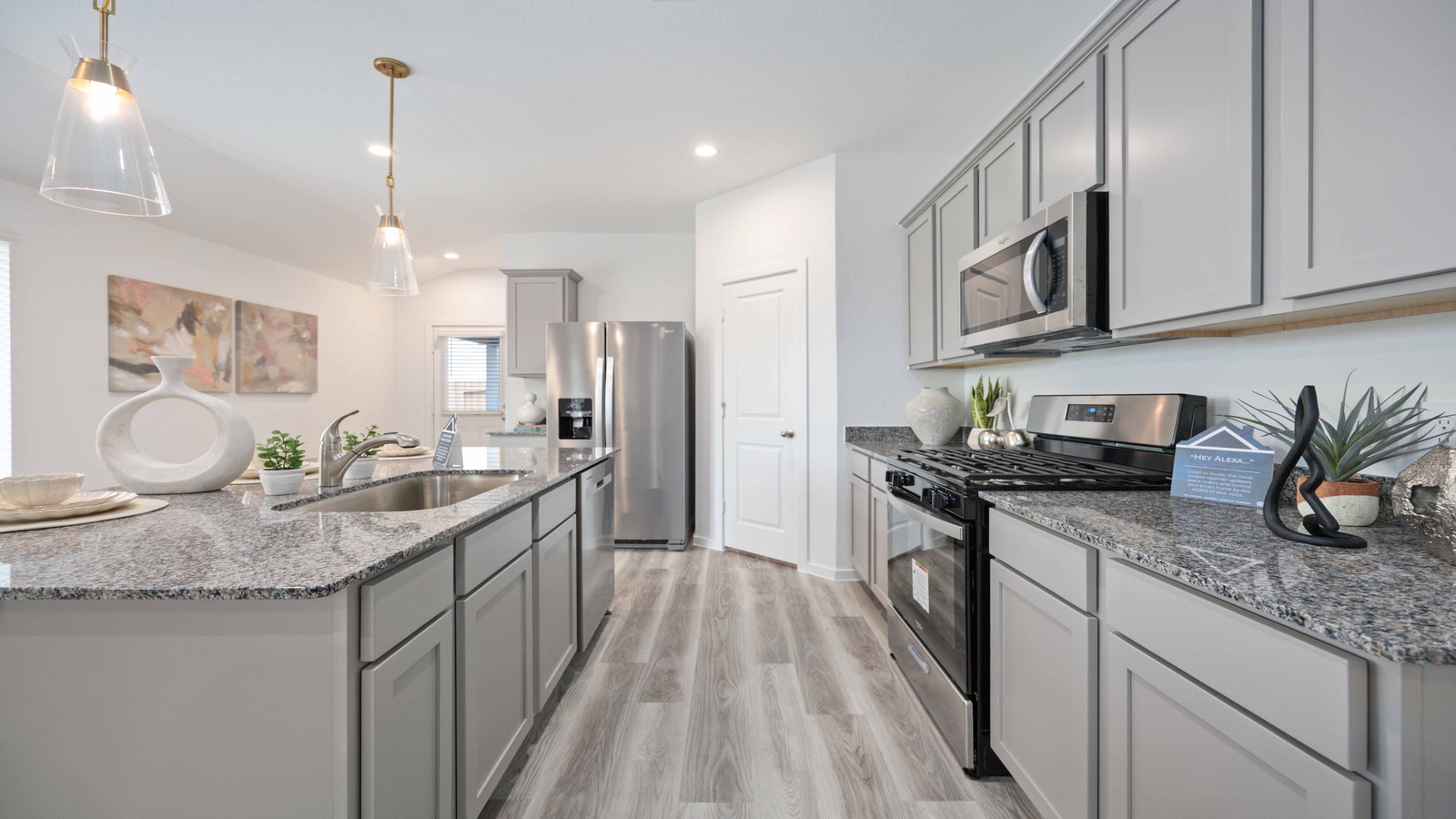 Stainless steel appliances in the kitchen