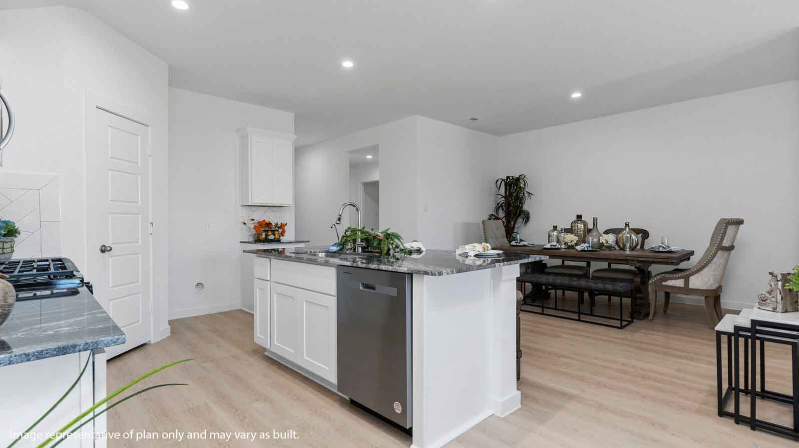 Open concept kitchen and dining room