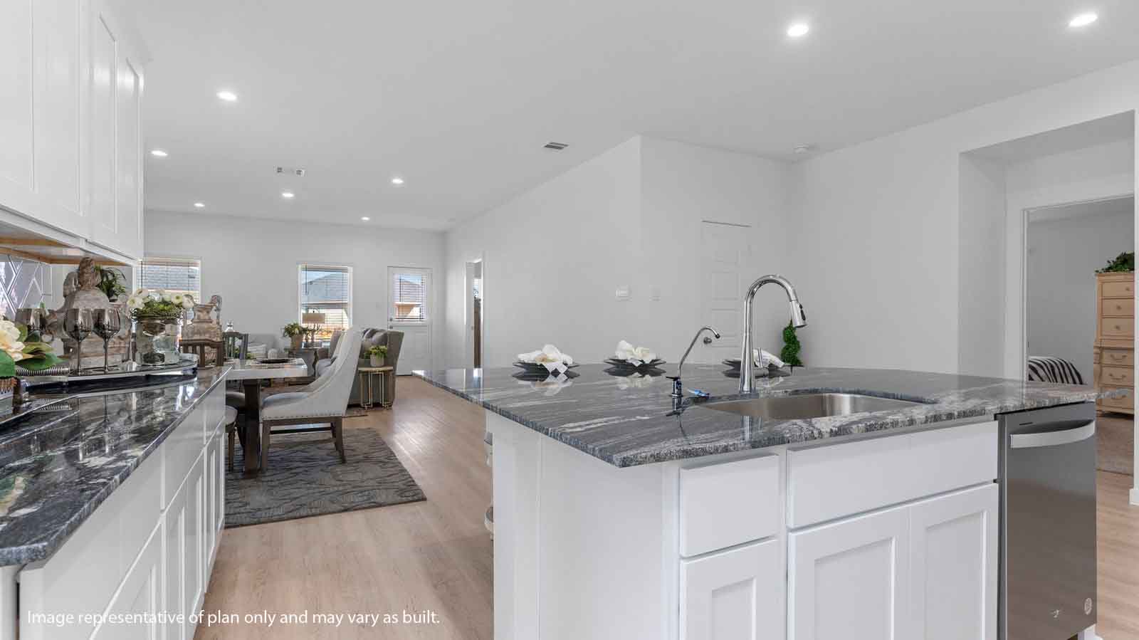 open concept kitchen and dining room