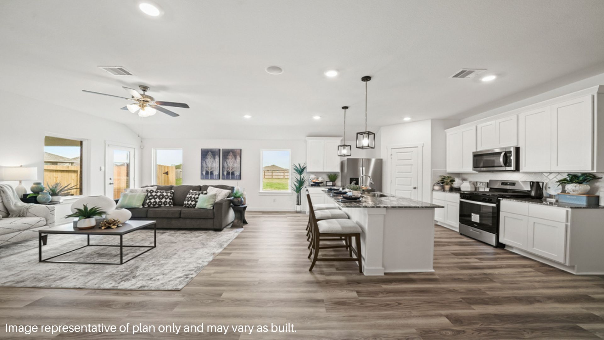 Open concept kitchen and living room