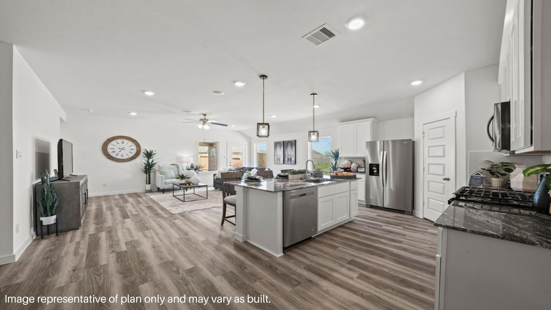 Open concept living area and kitchen