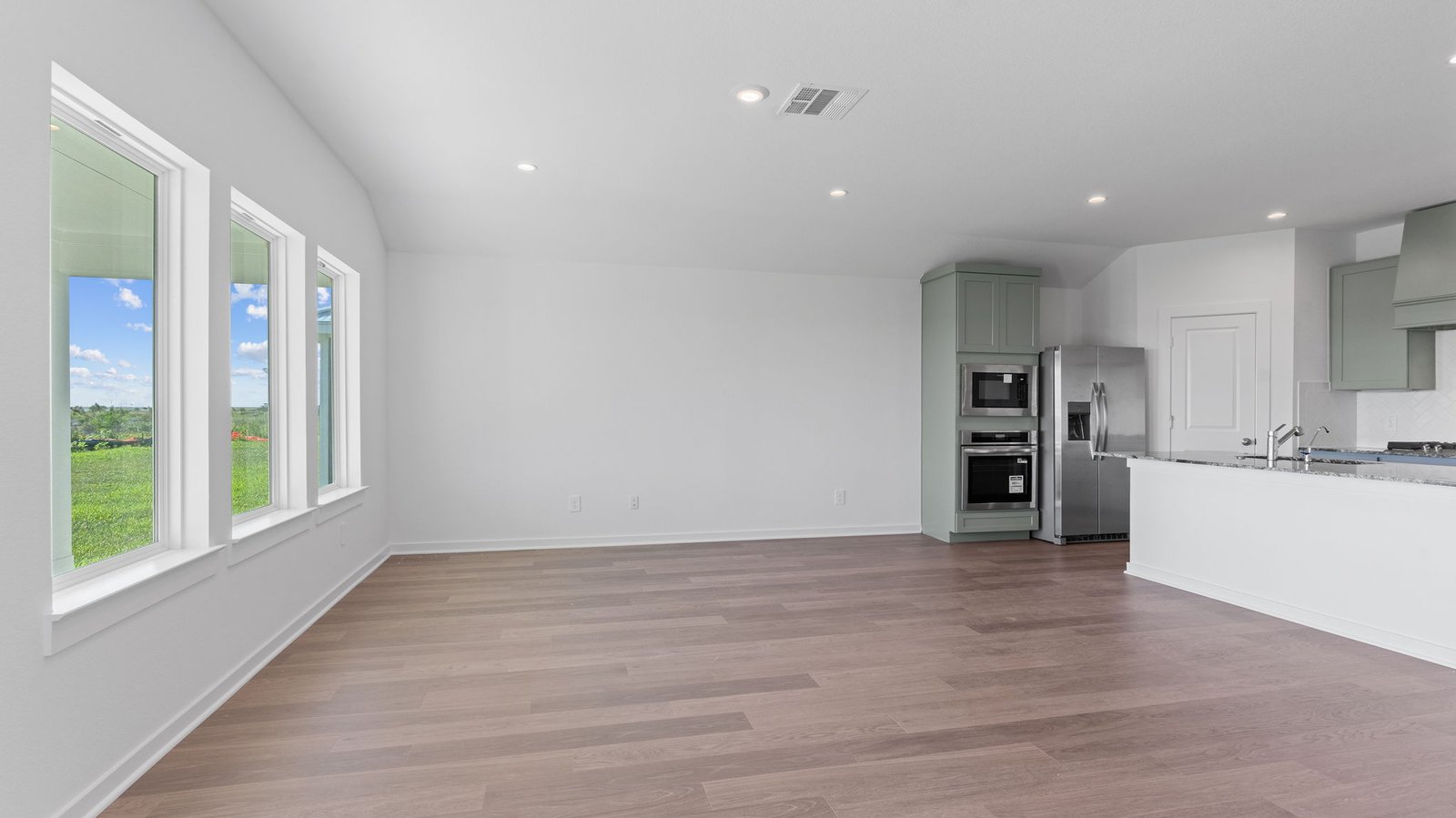 Interior living area with large windows