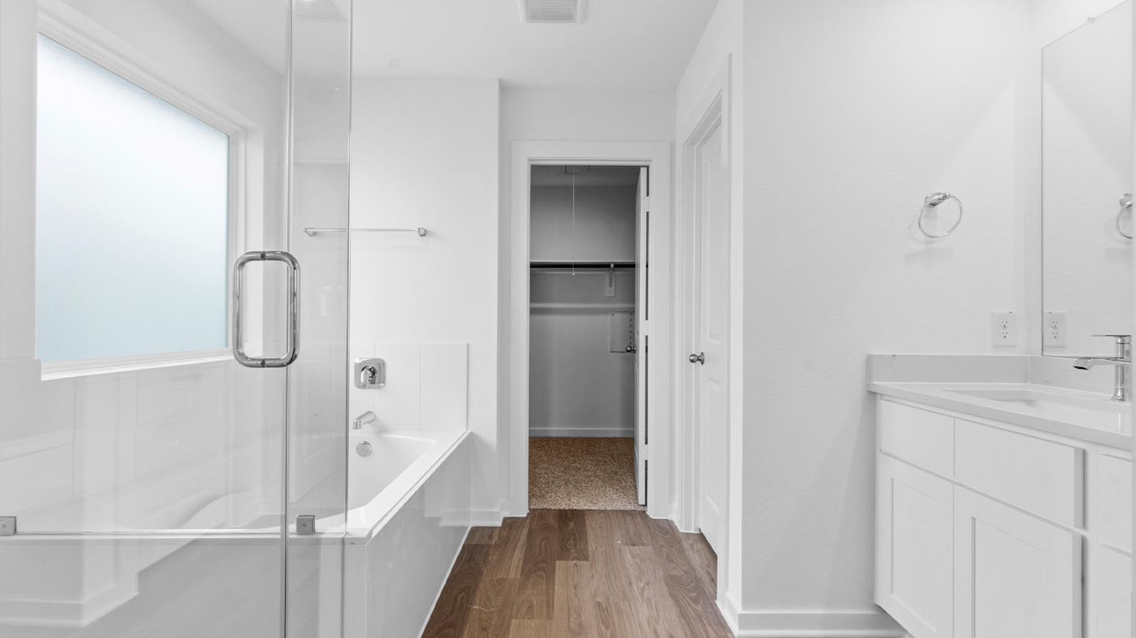 primary bathroom with one window