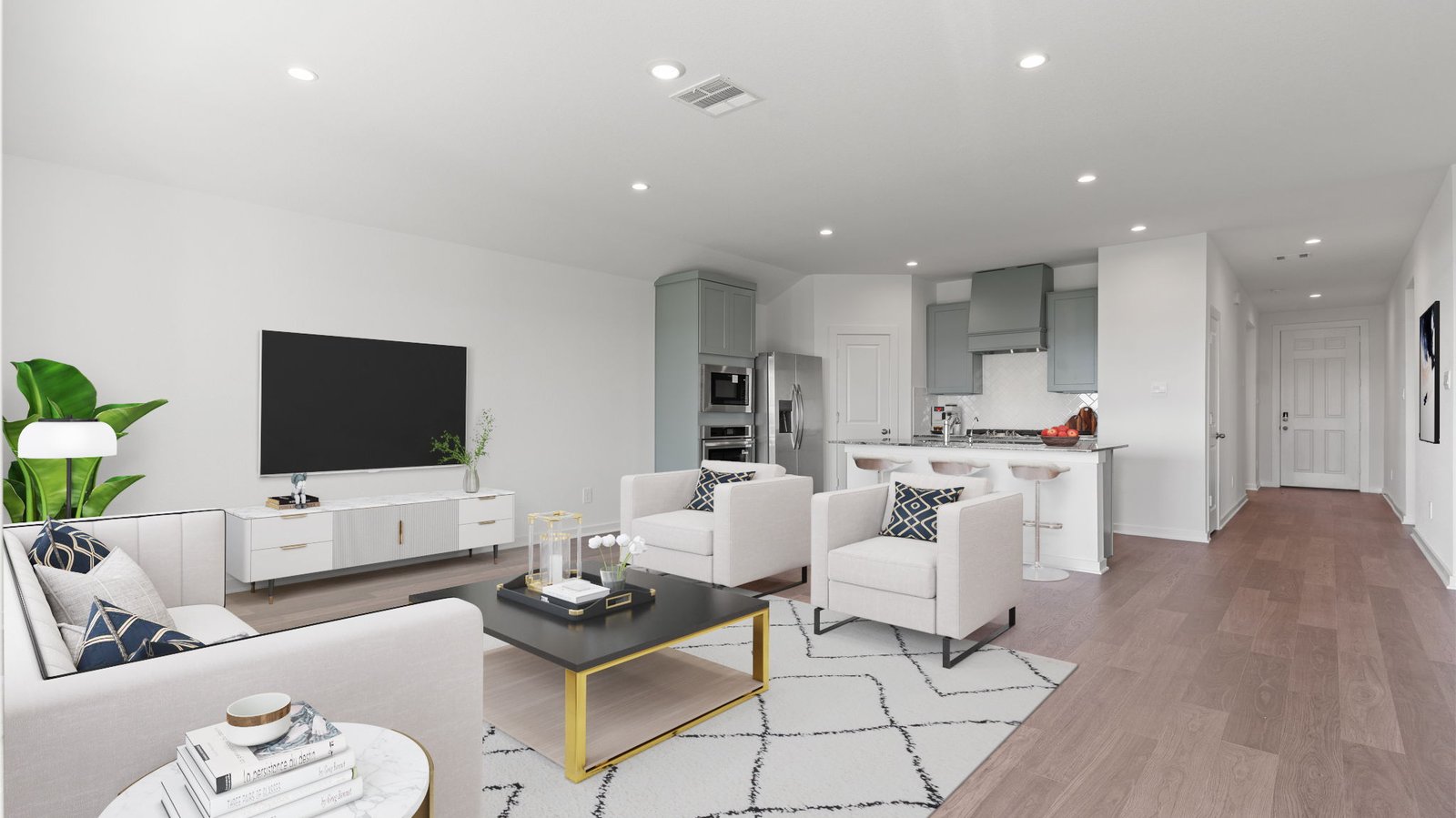 living room virtually staged with furniture