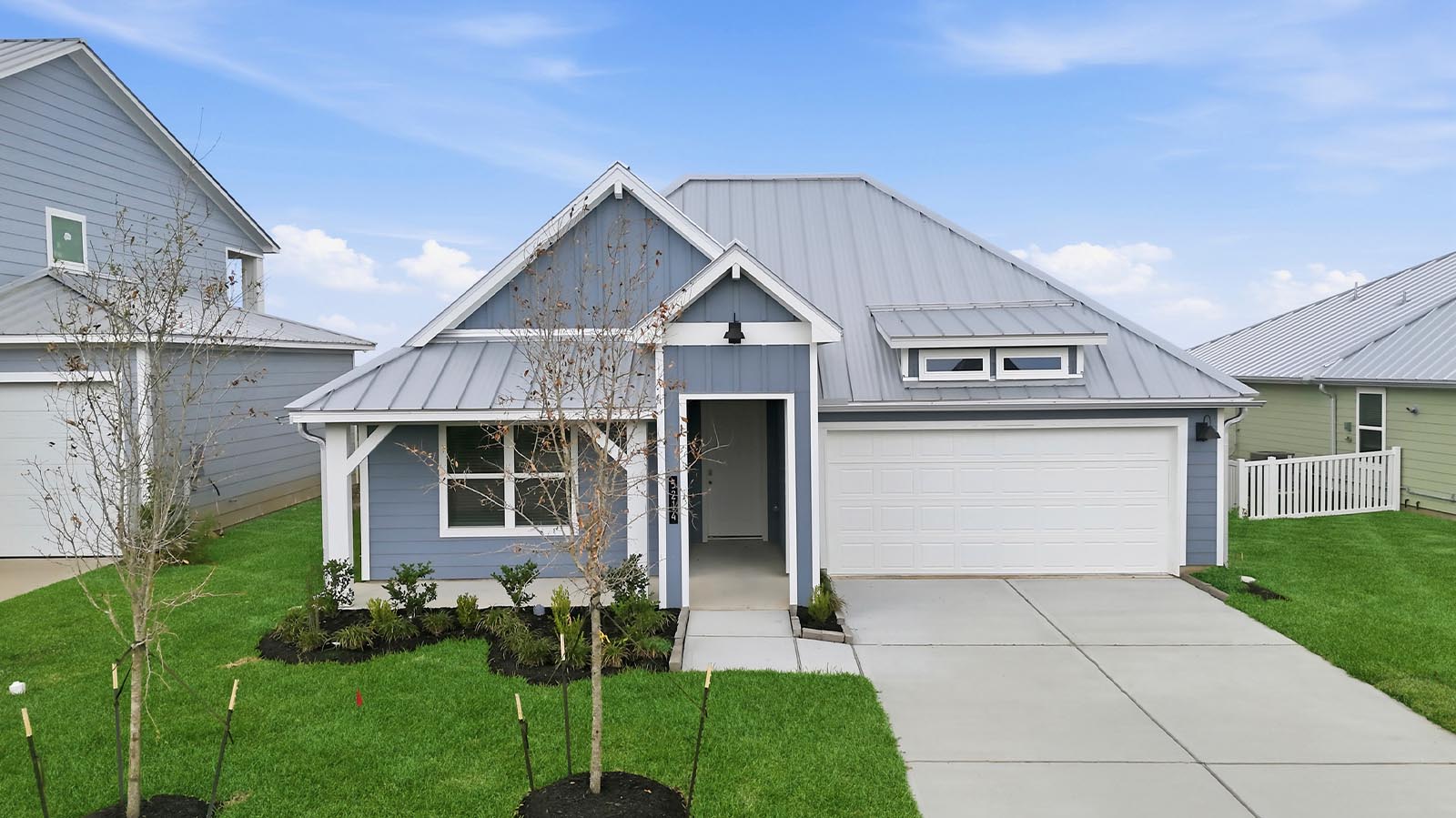 single story home with a two car garage
