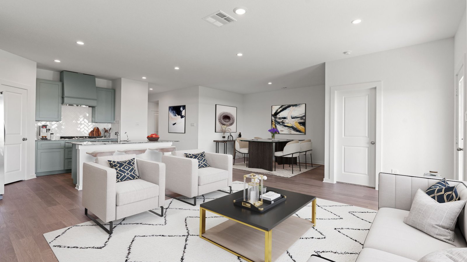 spacious living room off kitchen