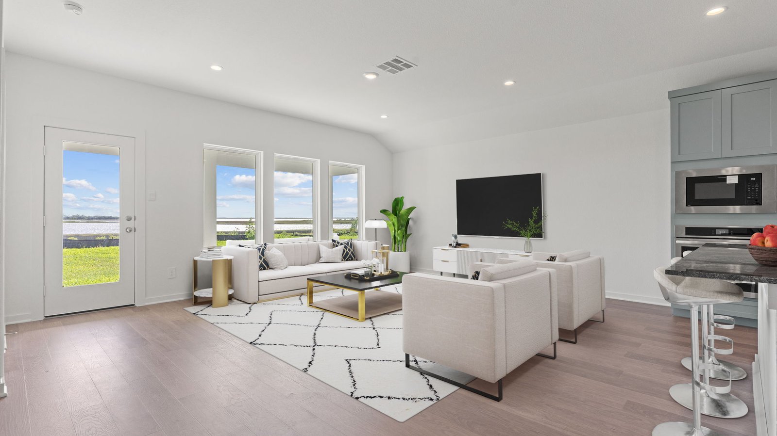 living room virtually staged with furniture