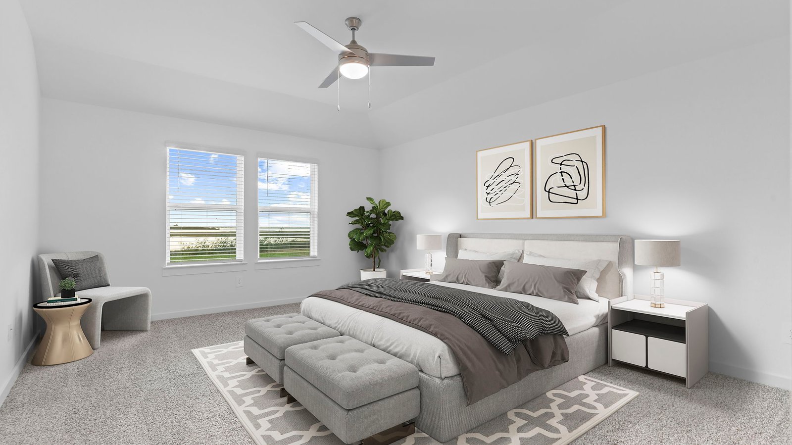 primary bedroom with two windows