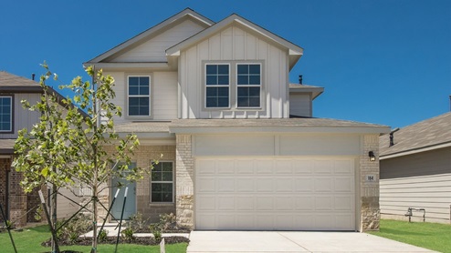 two story home with at two car garage