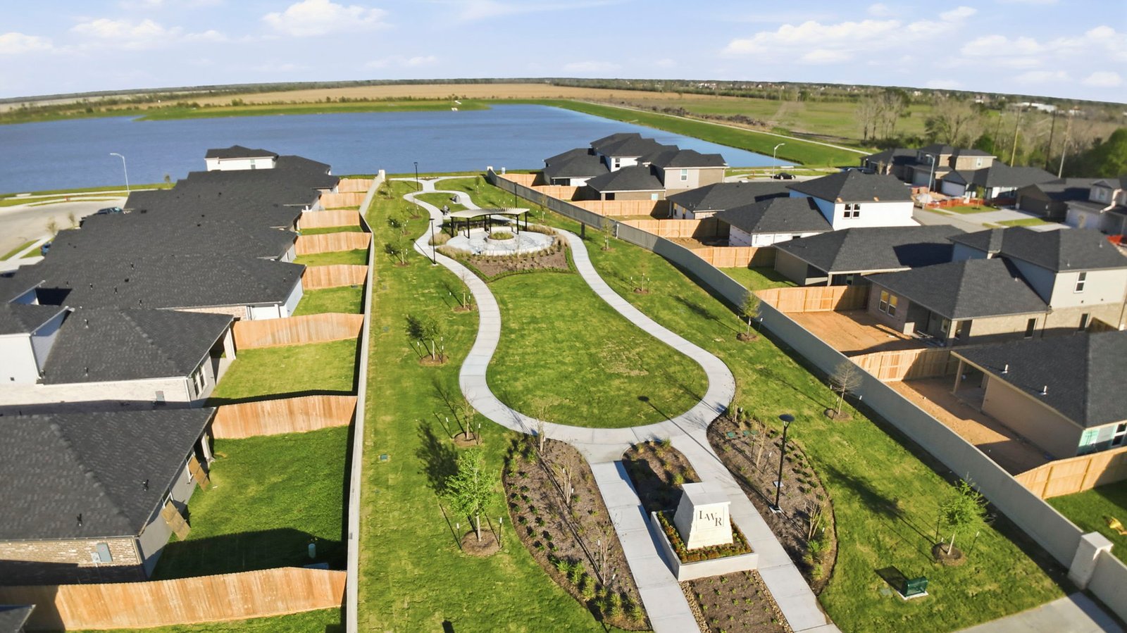An aerial view of the walking trails in the community