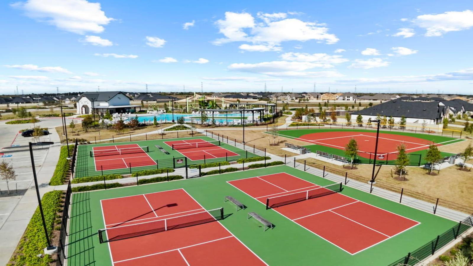 Pickleball and tennis courts for exercise or competitive fun with the whole family