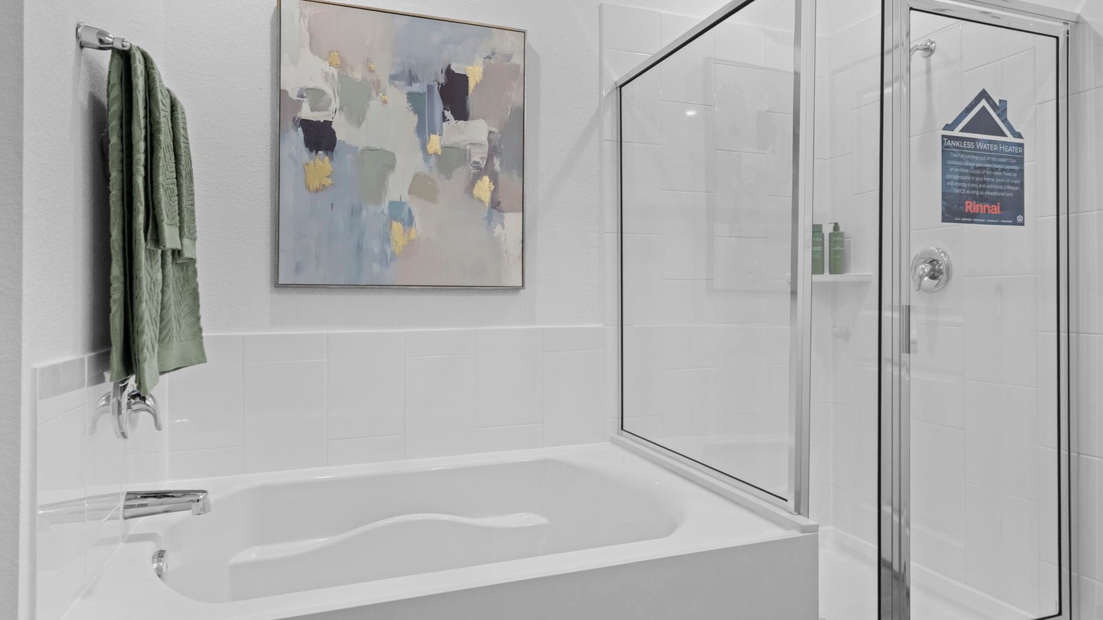 primary bathroom with tub and shower