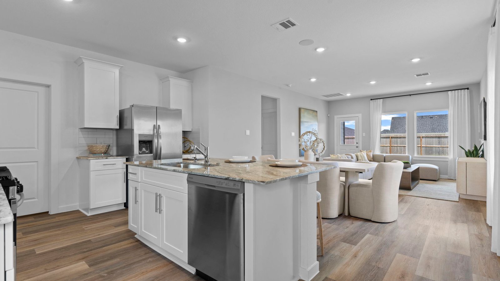open concept kitchen with large island