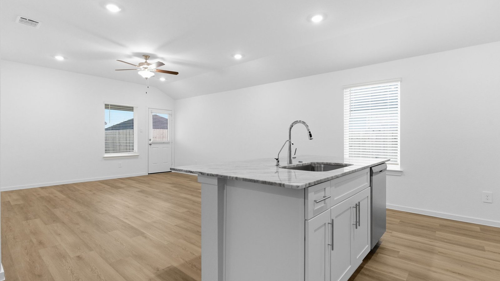 open concept kitchen and living room