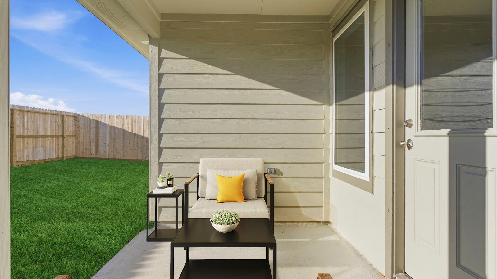 Covered back patio for relaxing