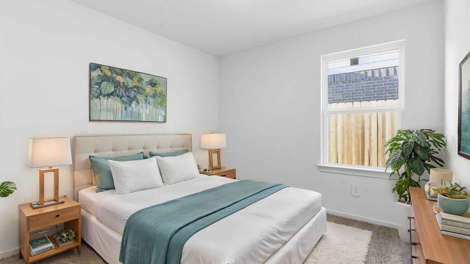Comfortable guest bedroom featuring neutral-toned walls, carpeted flooring, and a separate closet.