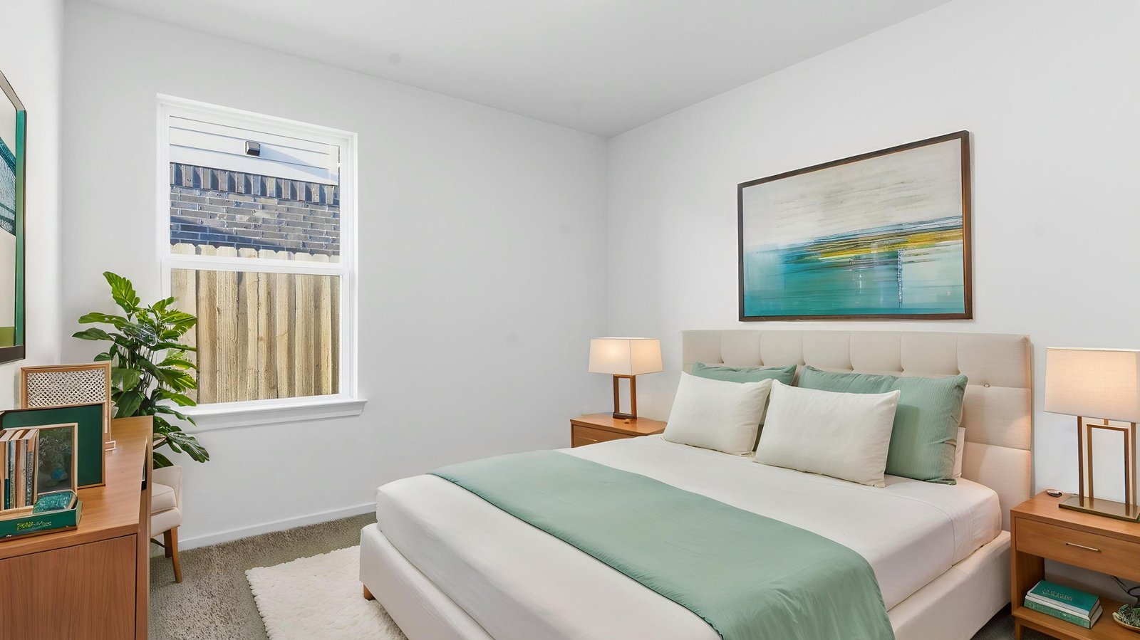 A third bedroom with neutral walls, plush carpet flooring and a separate closet.