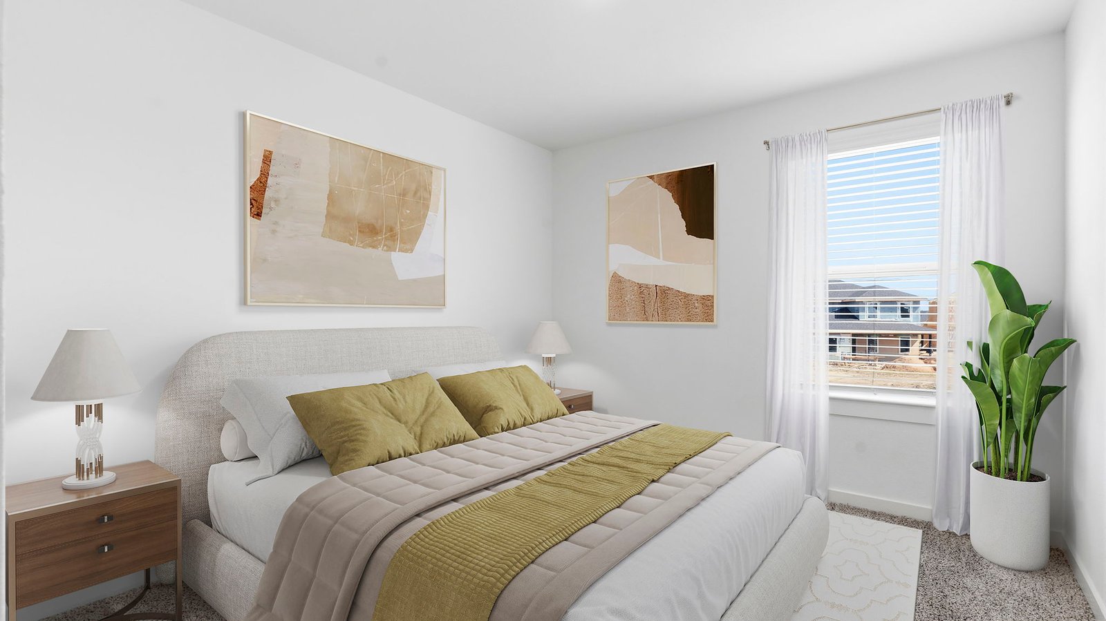 Comfortable guest bedroom featuring neutral-toned walls, carpeted flooring, and a separate closet.