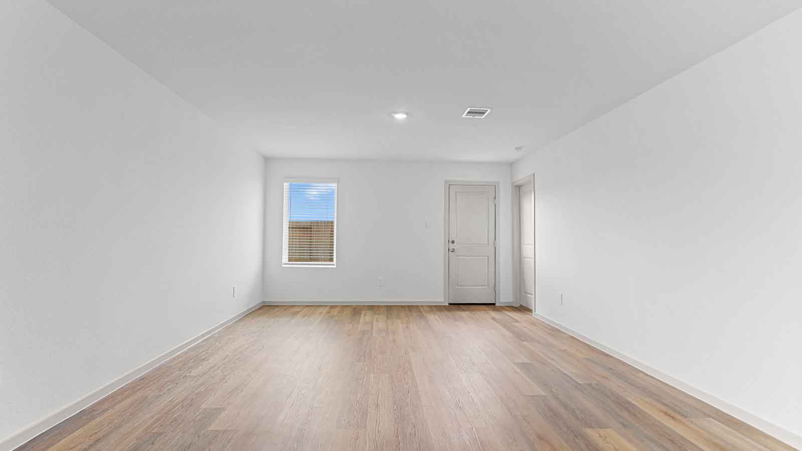 open concept living room with one window