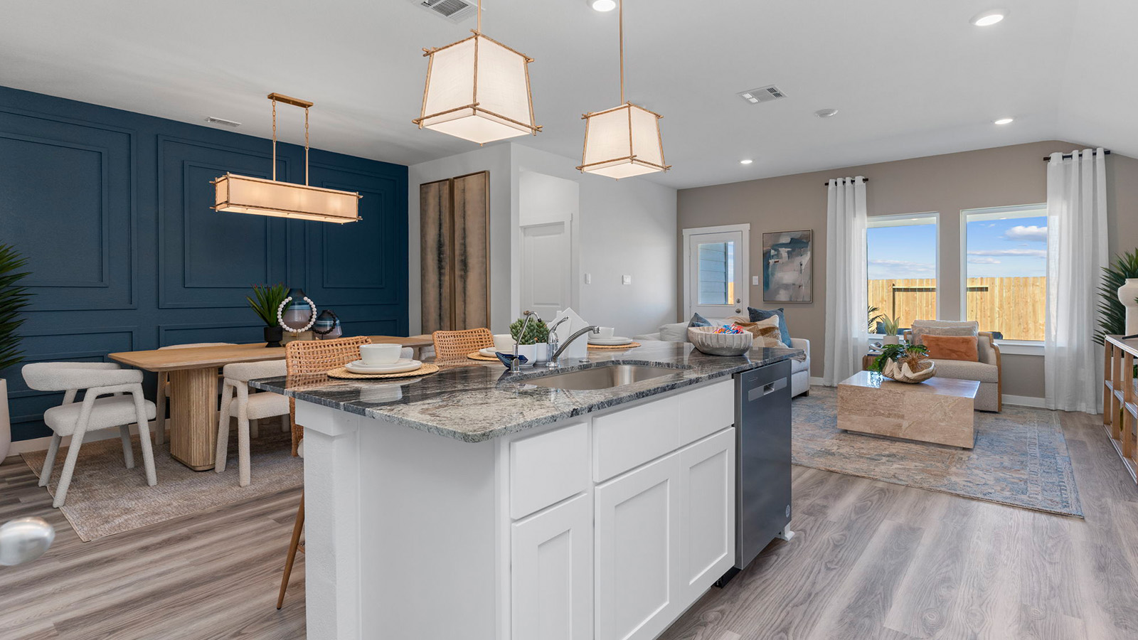 open concept kitchen and dining room