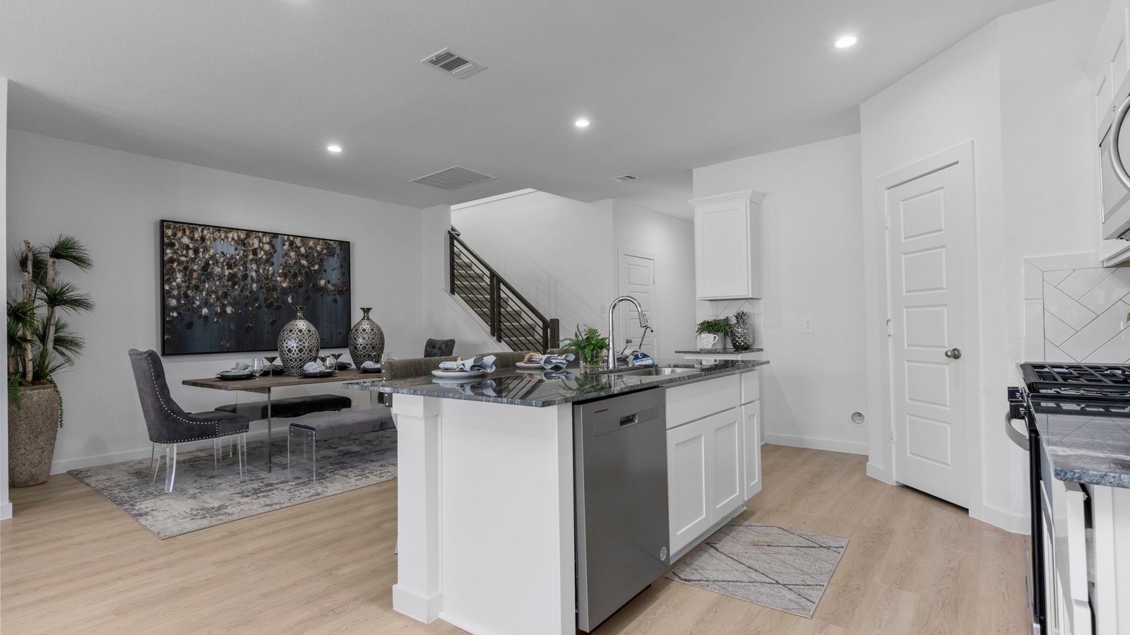 open concept kitchen and dining room