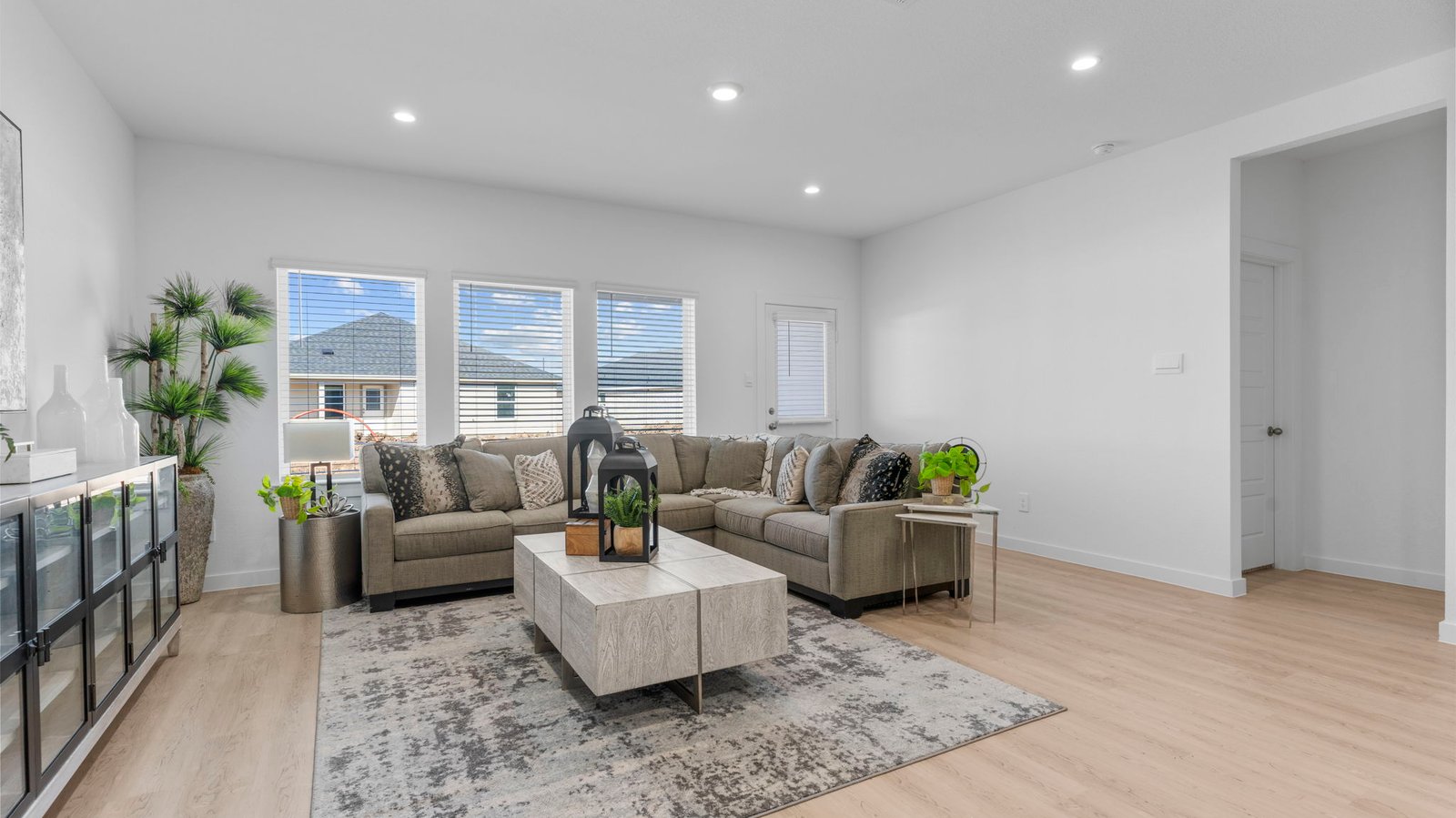 open concept living with large window