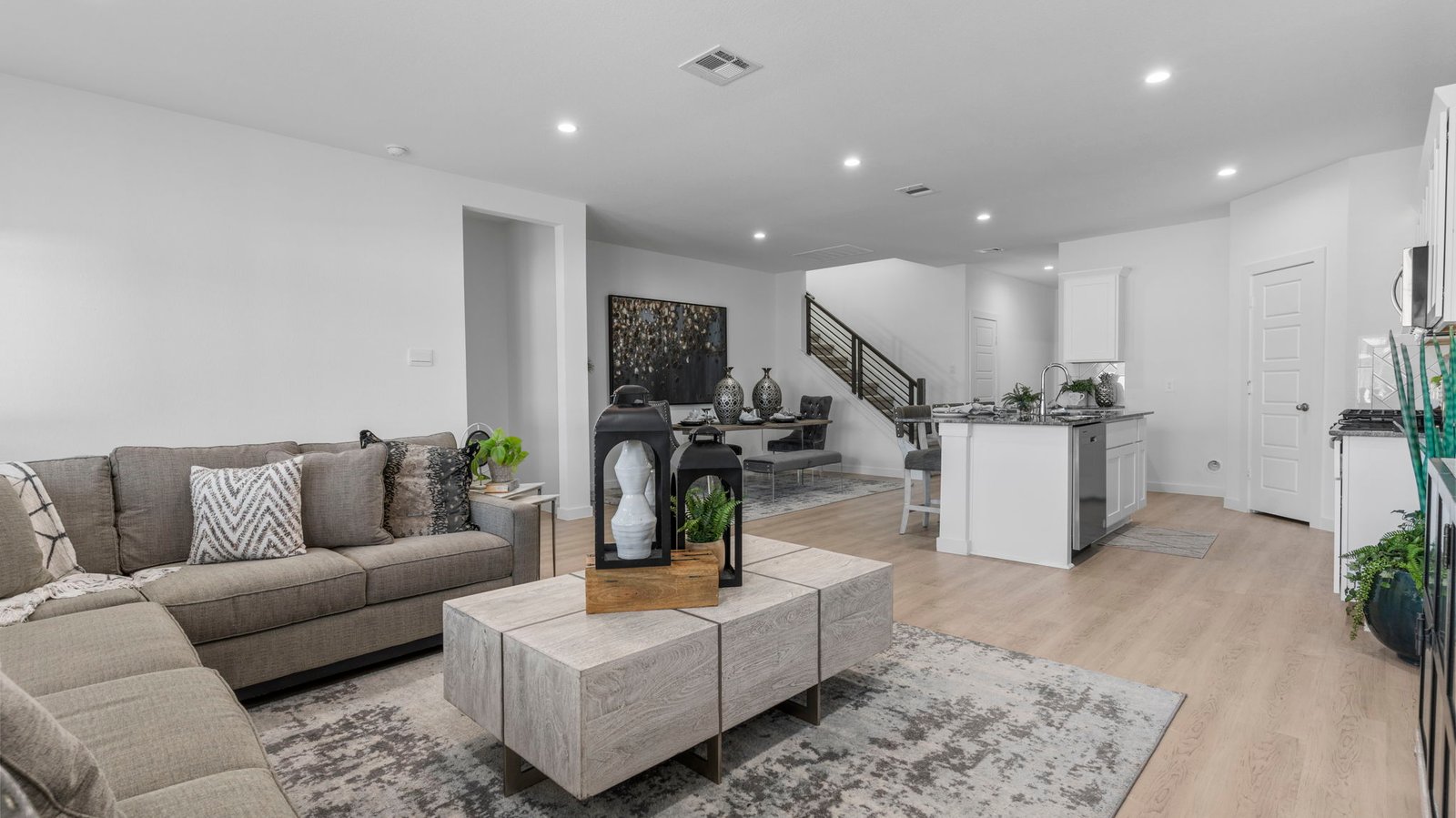 open concept living with large window