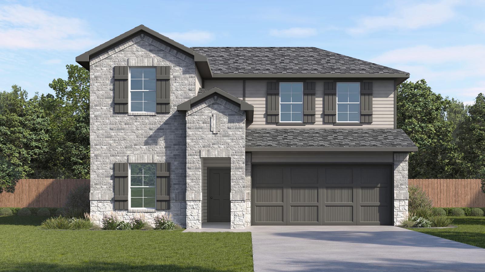 two story home with a two car garage rendering