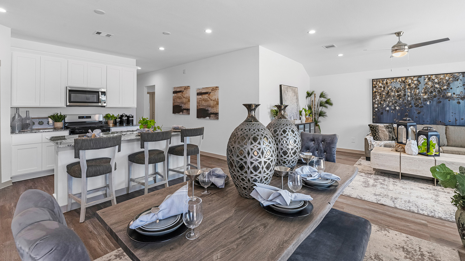 open concept kitchen and dining room