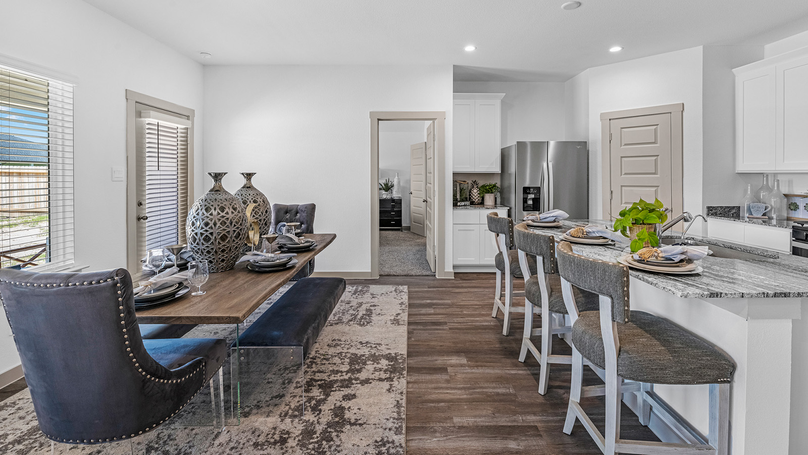 open concept kitchen and dining room