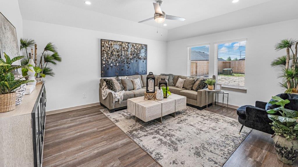 living room with large window
