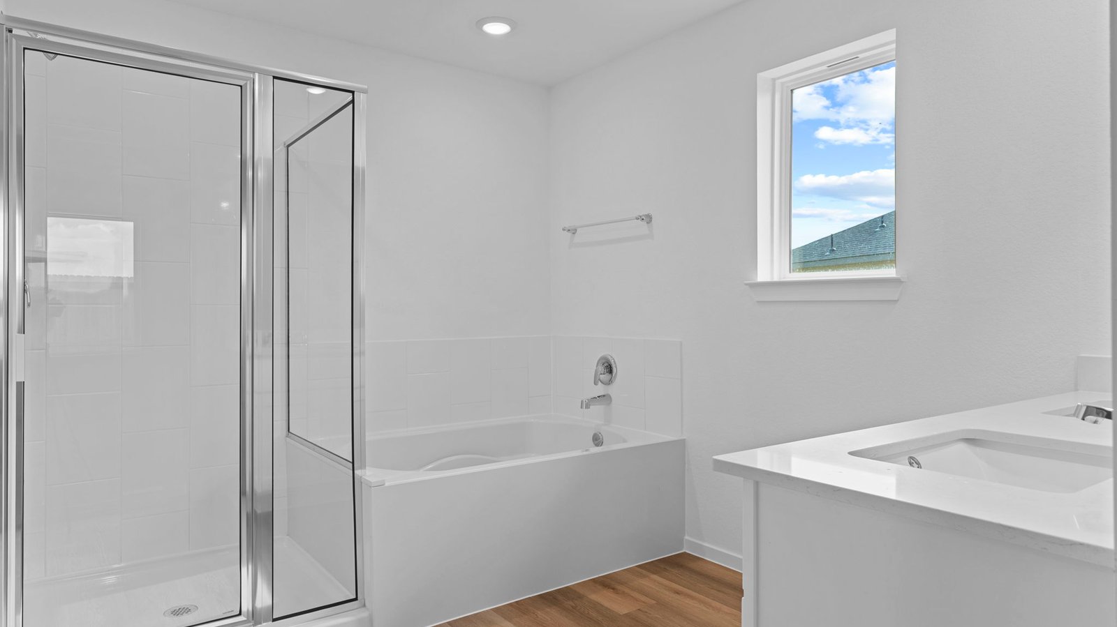 primary bathroom with one window