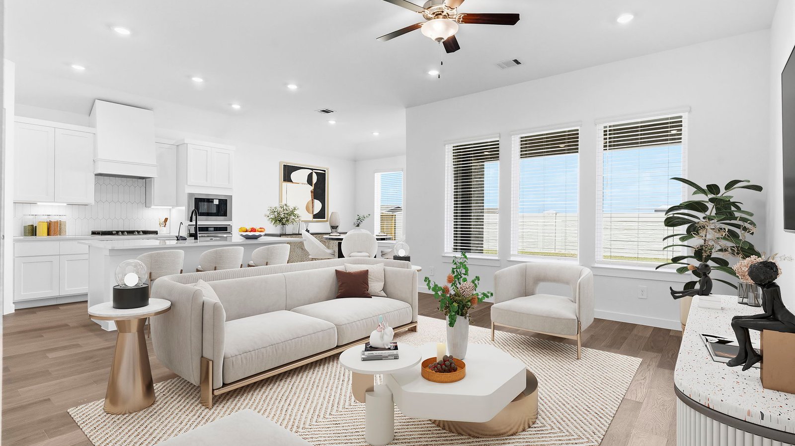 open concept kitchen and living room