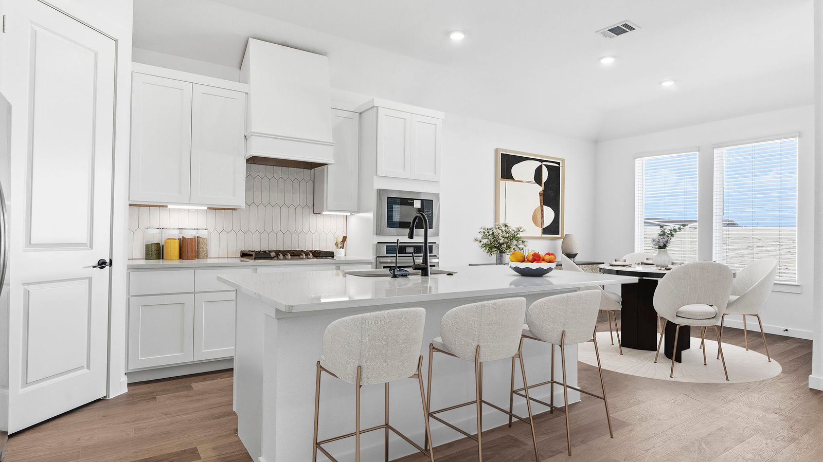 kitchen with large island and walk in pantry