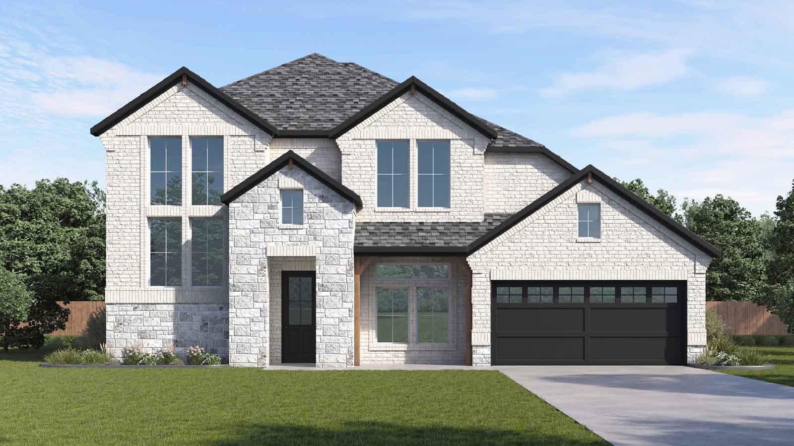 two story home with a two car garage rendering