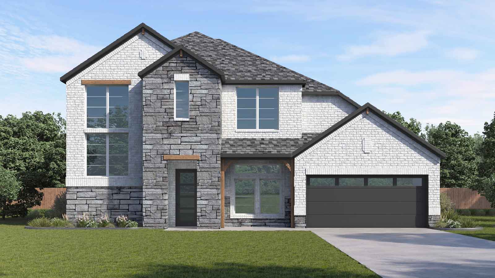 two story home with a two car garage rendering